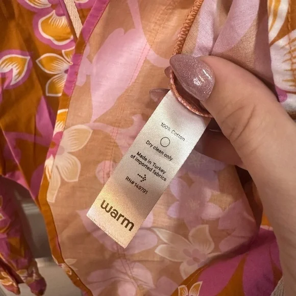 Warm 70s Style Floral Pink and Orange Long Sleeve Dress Zip Back Size 1 - Picture 5 of 6